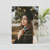 Simple Modern Calligraphy Photo Afstuderen Kaart (Staand voorkant)
