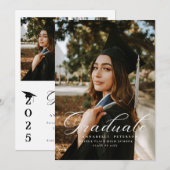 Simple Modern Calligraphy Photo Afstuderen Kaart (Voorkant / Achterkant)