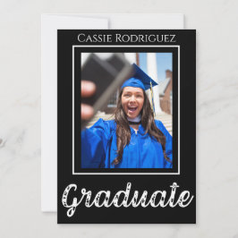 Simple Modern Calligraphy Photo Graduation Black Kaart
