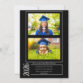Simple Modern Calligraphy Photo Graduation Black Kaart (Achterkant)