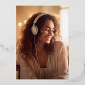 Simple Modern Calligraphy Photo Graduation Folie Uitnodiging (Achterkant)