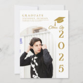 Simple Modern Calligraphy Photo Graduation Invitat Kaart (Voorkant)