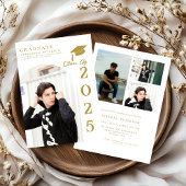 Simple Modern Calligraphy Photo Graduation Invitat Kaart