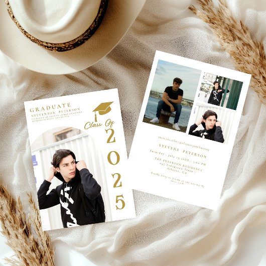 Simple Modern Calligraphy Photo Graduation Invitat Kaart