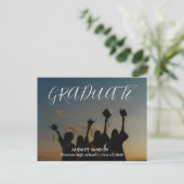Simple Modern Calligraphy Photo Graduation  Uitnodiging Briefkaart (Staand voorkant)