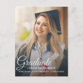 Simple Modern Calligraphy Photo Graduation   Uitnodiging Briefkaart (Voorkant)