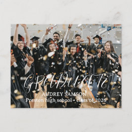 Simple Modern Calligraphy Photo Graduation  Uitnodiging Briefkaart