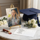 Simple Modern Calligraphy Photo Graduation   Uitnodiging Briefkaart