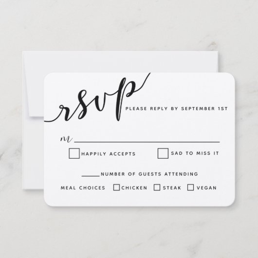 Simple Modern Calligraphy Wedding RSVP Card Kaartje (Voorkant)