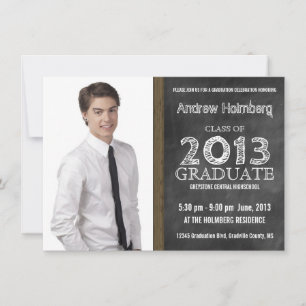 Simple Modern Chalk en Chalkboard Photo Afstudeerd Kaart