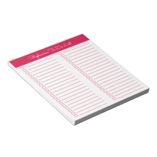 Simple Modern Cherry Red Two Column Checklist Notitieblok (Schuin)