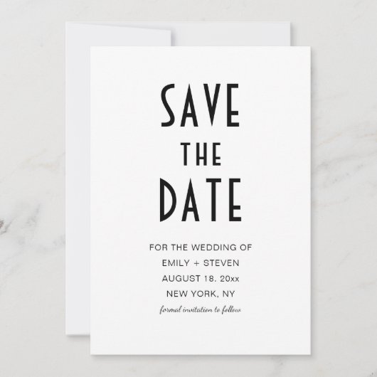Simple Modern Chic Black Typography Foto Save The Date (Voorkant)