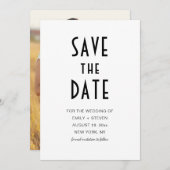 Simple Modern Chic Black Typography Foto Save The Date (Voorkant / Achterkant)