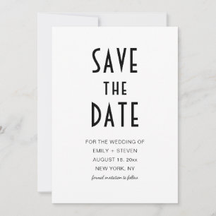 Simple Modern Chic Black Typography Foto Save The Date