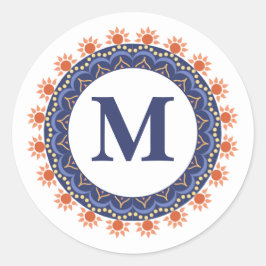 Simple Modern Chic Navy Blue Monogram Initiaal Ronde Sticker
