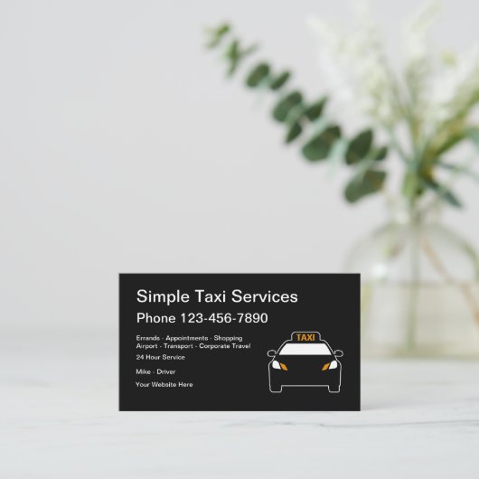 Simple Modern City Taxi Service Visitekaartje (Staand voorkant)