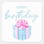 Simple Modern Classic Colorful Happy Birthday Vierkante Sticker (Voorkant)