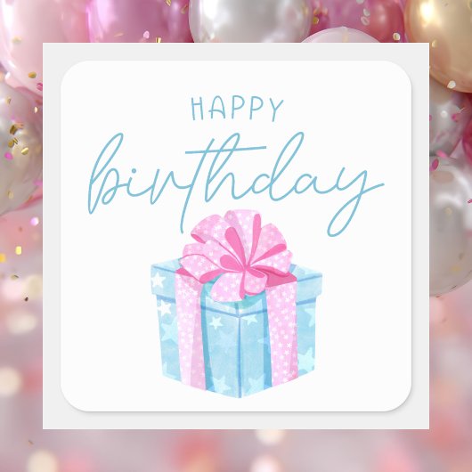 Simple Modern Classic Colorful Happy Birthday Vierkante Sticker