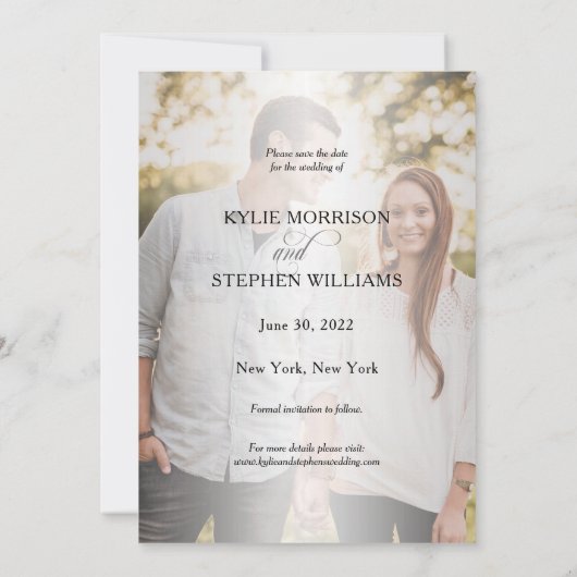 Simple Modern Classy Script Two Photo Weduwen Save Save The Date (Achterkant)