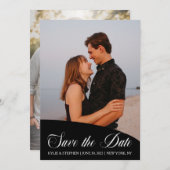 Simple Modern Classy Script Two Photo Weduwen Save Save The Date (Voorkant / Achterkant)
