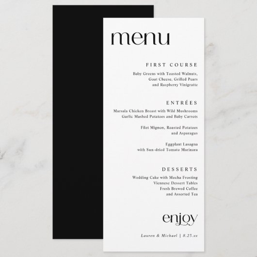 Simple Modern Classy Wedding Menu (Voorkant / Achterkant)