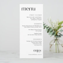 Simple Modern Classy Wedding Menu