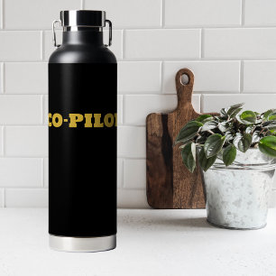 Simple Modern CO-PILOT Typografie, Goud, Zwart Waterfles