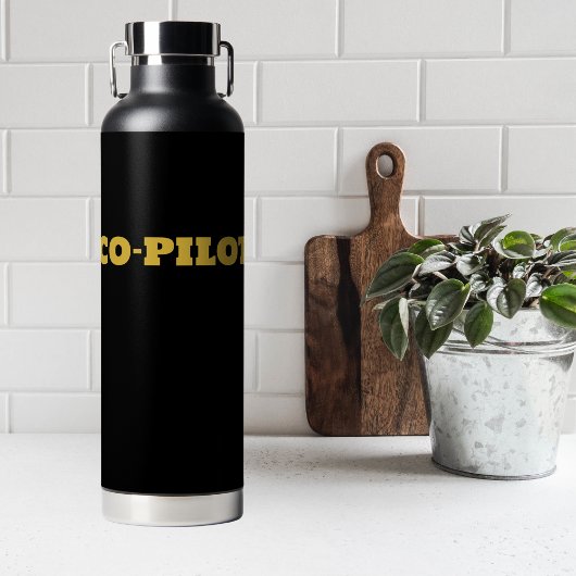 Simple Modern CO-PILOT Typografie, Goud, Zwart Waterfles
