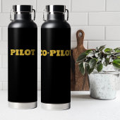 Simple Modern CO-PILOT Typografie, Goud, Zwart Waterfles