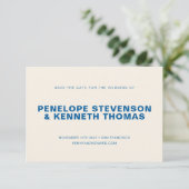 Simple Modern Cobalt Blue Photo Wedding Save The Date (Staand voorkant)