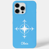 Simple Modern Compass and Airplane Travel Custom Case-Mate iPhone Case (Achterkant)