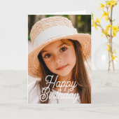 Simple Modern Cursive Custom Photo Birthday Kaart (Gele Bloem)