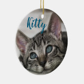 Simple Modern Custom Cat Name and Photo  Keramisch Ornament (Rechts)
