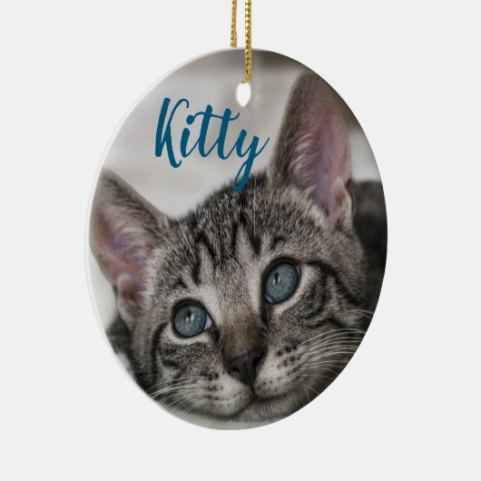 Simple Modern Custom Cat Name and Photo  Keramisch Ornament (Rechts)