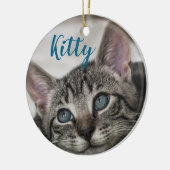 Simple Modern Custom Cat Name and Photo  Keramisch Ornament (Links)