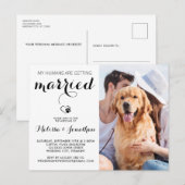 Simple Modern Dog Photo Personalized Pet Wedding Uitnodiging Briefkaart (Voorkant / Achterkant)