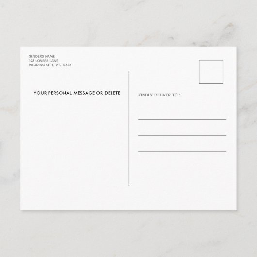 Simple Modern Dog Photo Personalized Pet Wedding Uitnodiging Briefkaart (Achterkant)