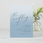 Simple Modern Dusty Blue Navy Photo Wedding Kaart (Staand voorkant)