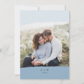 Simple Modern Dusty Blue Navy Photo Wedding Kaart (Achterkant)