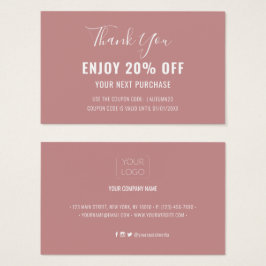 Simple Modern Dusty Roos Discount Coupon Kaart