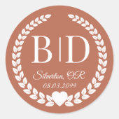 Simple Modern Earthy Terracotta Monogram Ronde Sticker (Voorkant)