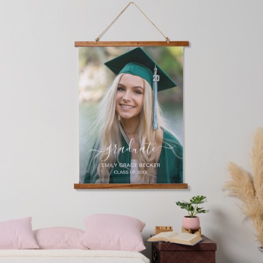 Simple Modern Elegant Afstuderen Photo Afstuderen Hangend Wandkleed (Slaapkamer)