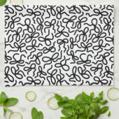 Simple Modern Elegant Black and White Bow Pattern Theedoek (Gevouwen)