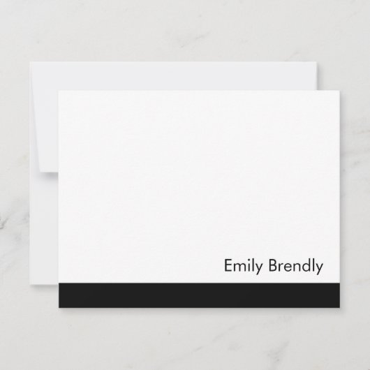 Simple Modern Elegant Black White Flat Note Card Notitiekaartje (Voorkant)
