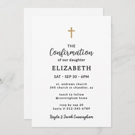 Simple Modern Elegant Cross Confirmation Kaart (Voorkant / Achterkant)
