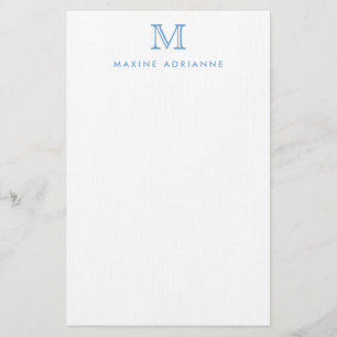 Simple Modern Elegant Dusty Blue Monogram Initiaal Briefpapier