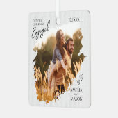 Simple Modern Elegant Engaged Photo Christmas Metalen Ornament (Voorkant links)