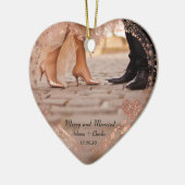 Simple Modern Elegant Married 2 Photo Christmas  Keramisch Ornament (Links)