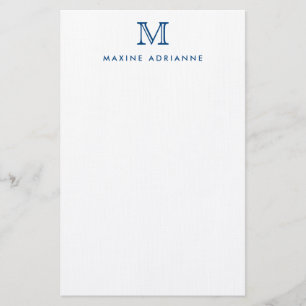 Simple Modern Elegant Navy Blue Monogram Initiaal Briefpapier