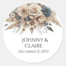 Simple Modern Elegant Pampas Grass Minimalist  Ronde Sticker